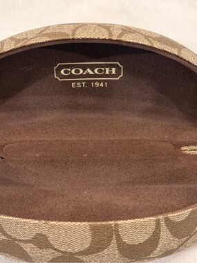 Coach Signature Monogram Hard Shell Eyeglass Case Brown Khaki Canvas